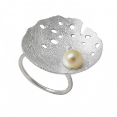 Round Shape Pearl Gemstone 925 Sterling Silver Handmade Designer Ring