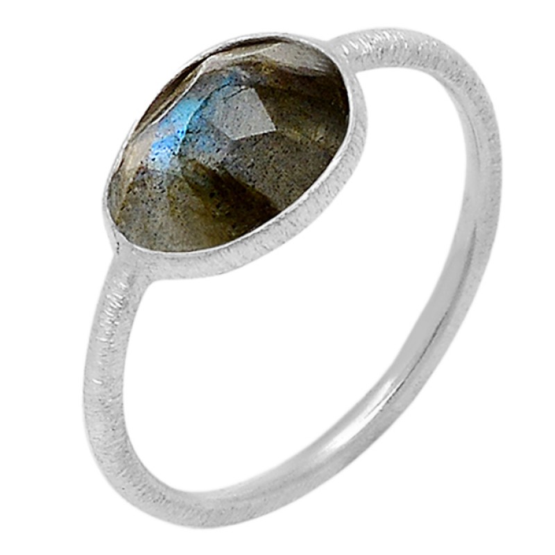 Blue Grey Labradorite Gemstone Lite Weight Designer 925 Sterling Silver Ring Jewelry