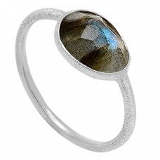 Blue Grey Labradorite Gemstone Lite Weight Designer 925 Sterling Silver Ring Jewelry