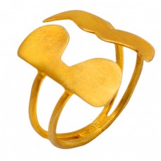 Plain Designer 925 Sterling Silver Adjustable Gold Plated Ring Jewelry