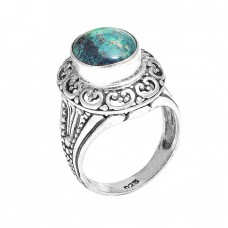 Oval Cabochon Turquoise Gemstone Handcrafted Vintage Style Silver Rings Jewelry
