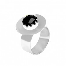 Handmade Designer Black Onyx Round Shape Gemstone 925 Sterling Silver Rings Jewelry