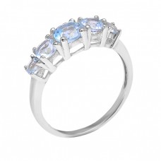 Blue Topaz Round shape Gemstone 925 Sterling Silver Cocktail Designer Ring