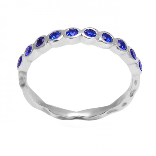 925 Sterling Silver Blue Quartz Round Shape Gemstone Designer Rings Jewelry