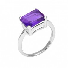 Octagon Shape Purple Amethyst Gemstone 925 Sterling Silver Designer Ring Jewelry