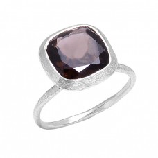 Cushion Shape Smoky Quartz Gemstone 925 Sterling Silver Handmade Designer Ring