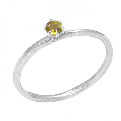 Round Shape Citrine Gemstone 925 Sterling Silver Designer Ring Jewelry