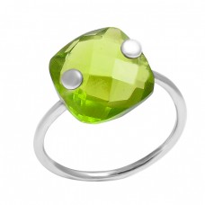 925 Sterling Silver Cushon Shape Peridot Gemstone Handmade Designer Ring