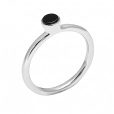 925 Sterling Silver Round Shape Black Onyx Gemstone Handmade Ring Jewelry