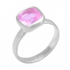 Pink Quartz Cushion Shape Gemstone 925 Sterling Silver Designer Ring