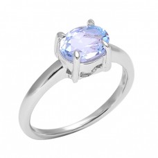 Faceted Oval Shape Blue Topaz Gemstone 925 Sterling Silver Ring Jewelry