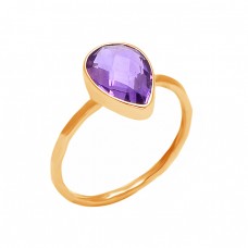 Pear Shape Amethyst Gesmtone 925 Sterling Silver Handmade Ring Jewelry