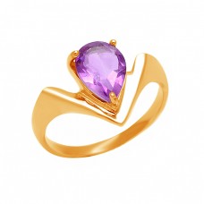 925 Sterling Silver Pear Shape Amethyst Gemstone 925 Silver Band Designer Ring