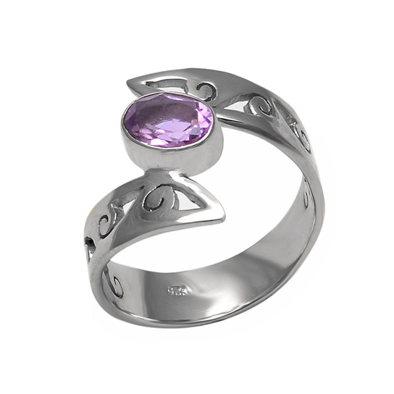 Amethyst Oval Shape Gemstone 925 Sterling Silver Handcrafted Designer Ring