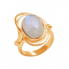 925 Sterling Silver Oval Shape Rainbow Moonstone Stylish Designer Ring Jewelry