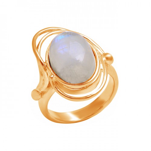 925 Sterling Silver Oval Shape Rainbow Moonstone Stylish Designer Ring Jewelry