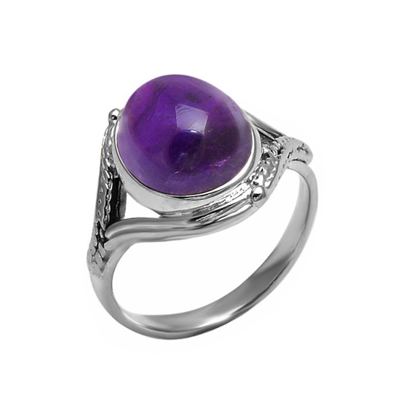 925 Sterling Silver Amethyst Oval Shape Gemstone Designer Ring Jewelry