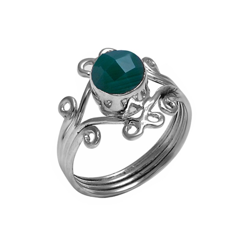 Emerald Round shape Gemstone 925 Sterling Silver Fashionable Designer Ring