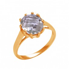 Faceted Oval Shape Amethyst Gemstone 925 Sterling Silver Prong Setting Ring