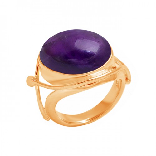 925 Sterling Silver Cabochon Oval Shape Amethyst Gemstone Handmade Designer Ring