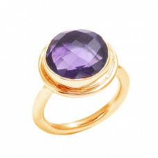 Briolette Round Shape Amethyst Gemstone 925 Sterling Silver Ring Jewelry