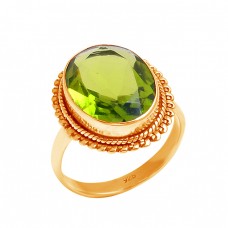 925 Sterling Silver Faceted Oval Shape Peridot Gemstone Attractive Designer Ring