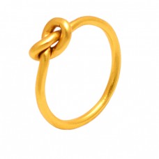 Unique Plain Designer 925 Sterling Silver Band Gold Plated Ring Jewelry