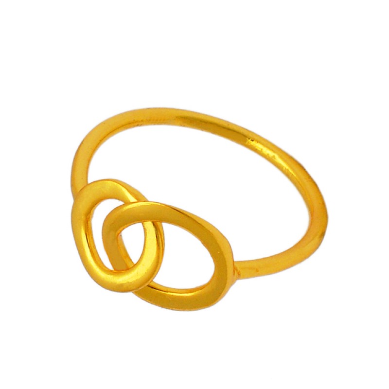 Handcrafted Plain Silver Light Weight Gold Plated Ring Jewelry