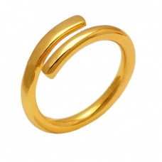 Simple Designer Plain Silver Handmade Gold Plated Ring Jewelry