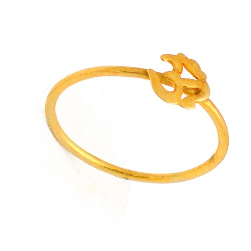 Traditional Plain Silver Handcrafted Gold Plated Ring Jewelry
