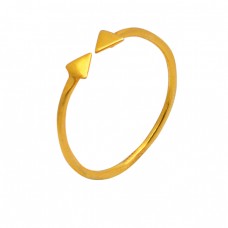 Arrow Designer Plain Silver Adjustable Gold Plated Ring Jewelry