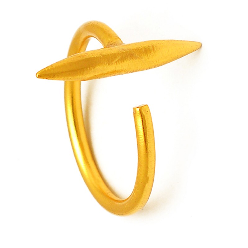 Bullet Shape Designer Plain Silver Adjustable Gold Plated Ring Jewelry