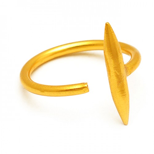 Bullet Shape Designer Plain Silver Adjustable Gold Plated Ring Jewelry