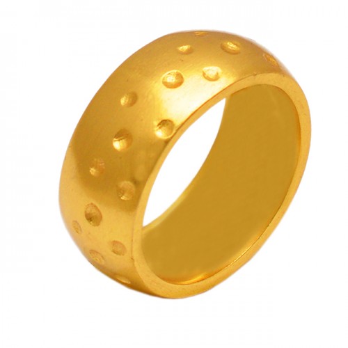 Fashionable Plain Silver Gold Plated Hammered Ring Jewelry