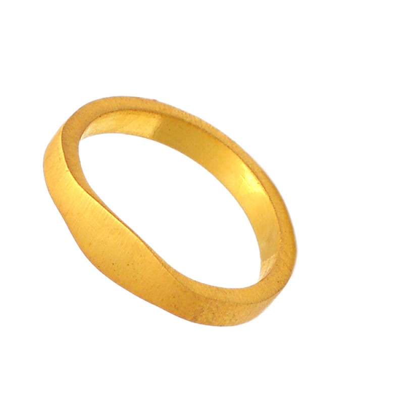 Stylish Plain Silver Handcrafted Gold Plated Ring Jewelry