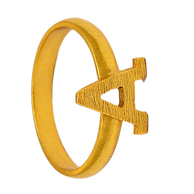 Alphabet "A" Designer Plain Silver Gold Plated Ring Jewelry