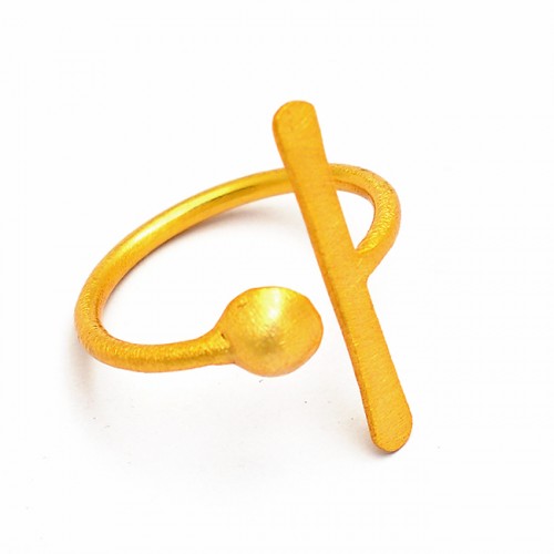 Latest Designer Plain 925 Sterling Silver Gold Plated Ring Jewelry