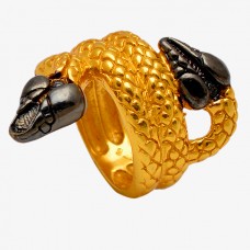 925 Sterling Silver Gold Plated Handmade Snake Ring Jewelry