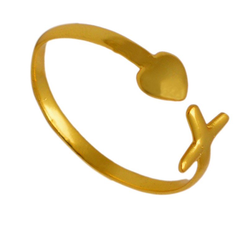 Plain Silver Handmade Designer Gold Plated Adjustable Ring Jewelry