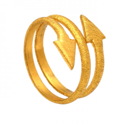 Handmade Plain Silver Arrow Shape Designer Gold Plated Ring Jewelry