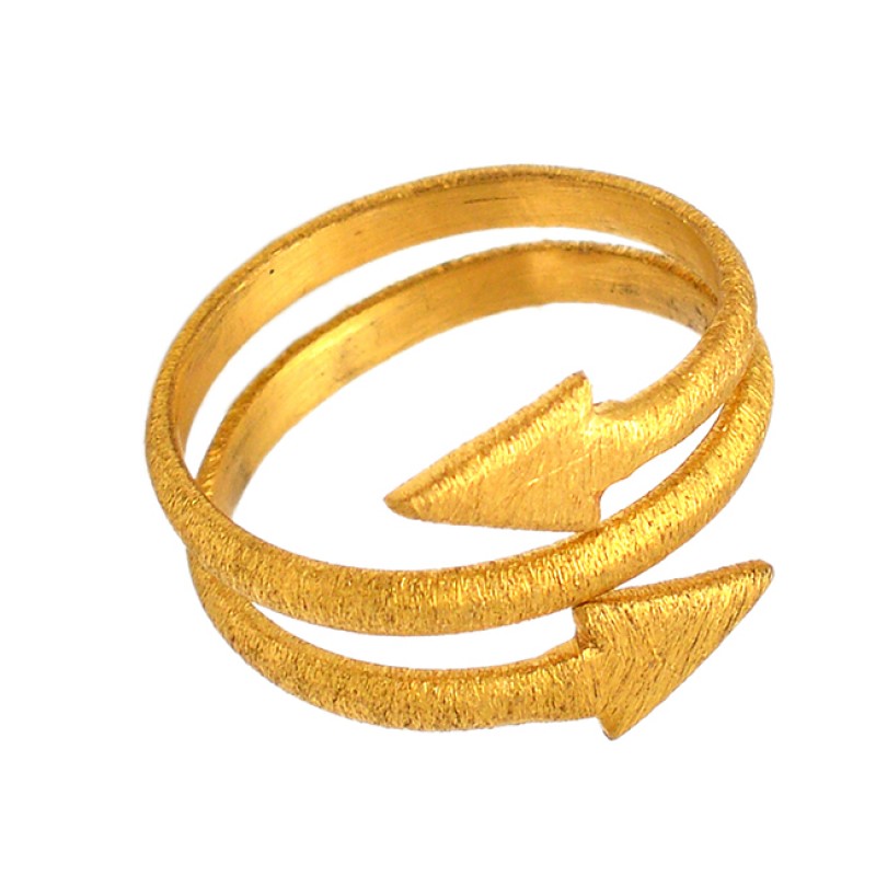 Handmade Plain Silver Arrow Shape Designer Gold Plated Ring Jewelry