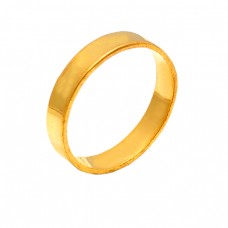 Handcrafted Designer Plain Silver Stylish Gold Plated Ring Jewelry