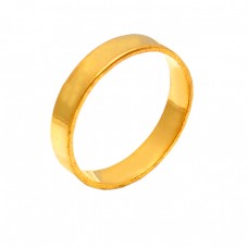 Handcrafted Designer Plain Silver Stylish Gold Plated Ring Jewelry