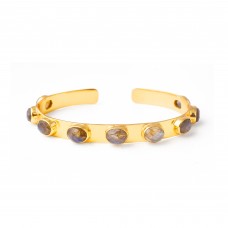 Handmade Adjustable Plain Sterling Silver Gold Plated Bangle Jewelry : Price $29.50