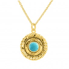 Tourmaline Chalcedony Gemstone 925 Sterling Silver Gold Plated Necklace : Price $25.50