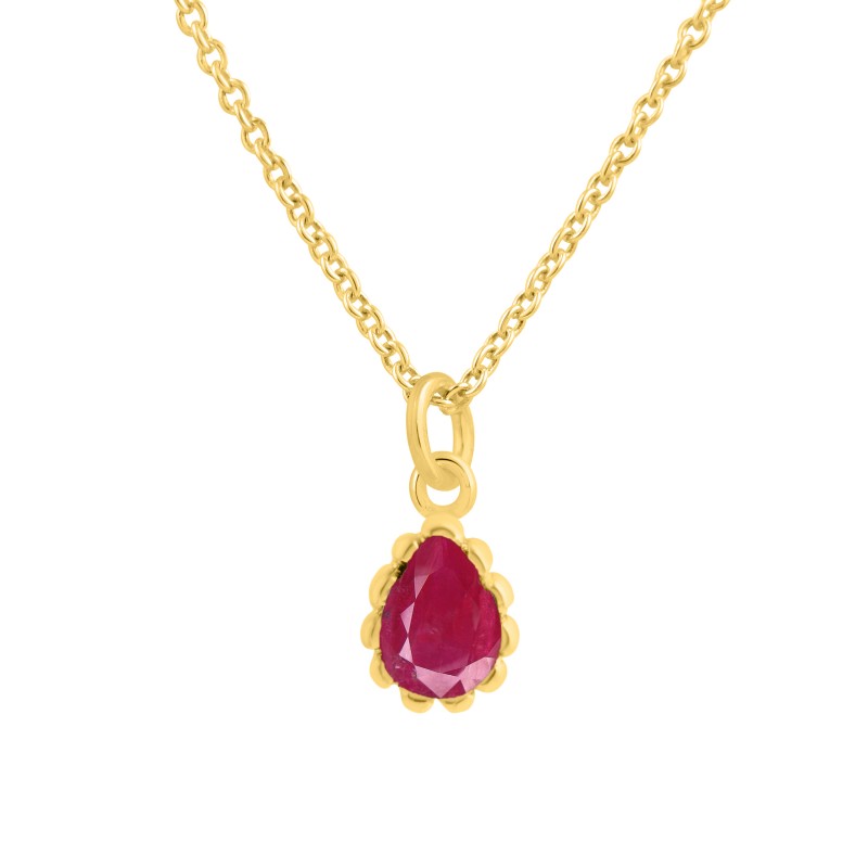 
									Ruby Pear Cut Gemstone Necklace 925 Sterling Silver Necklace With Gold Plated Gemstone Jewelry.