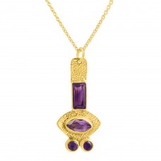 Natural Chrysophrase Fancy Shape Gemstone 925 Sterling Silver Gold Plated Necklace : Price $24.50