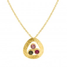 Labradorite Tourmaline Gemstone 925 Sterling Silver Gold Plated Necklace : Price $32.50