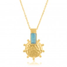 Labradorite Moonstone 925 Sterling Silver Gold Plated Pendant Necklace : Price $16.50