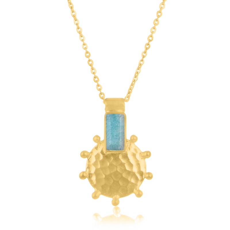 
									Amazonite Baguette  Cut Gemstone Necklace 925 Sterling Silver Necklace With Gold Plated Gemstone Jewelry.